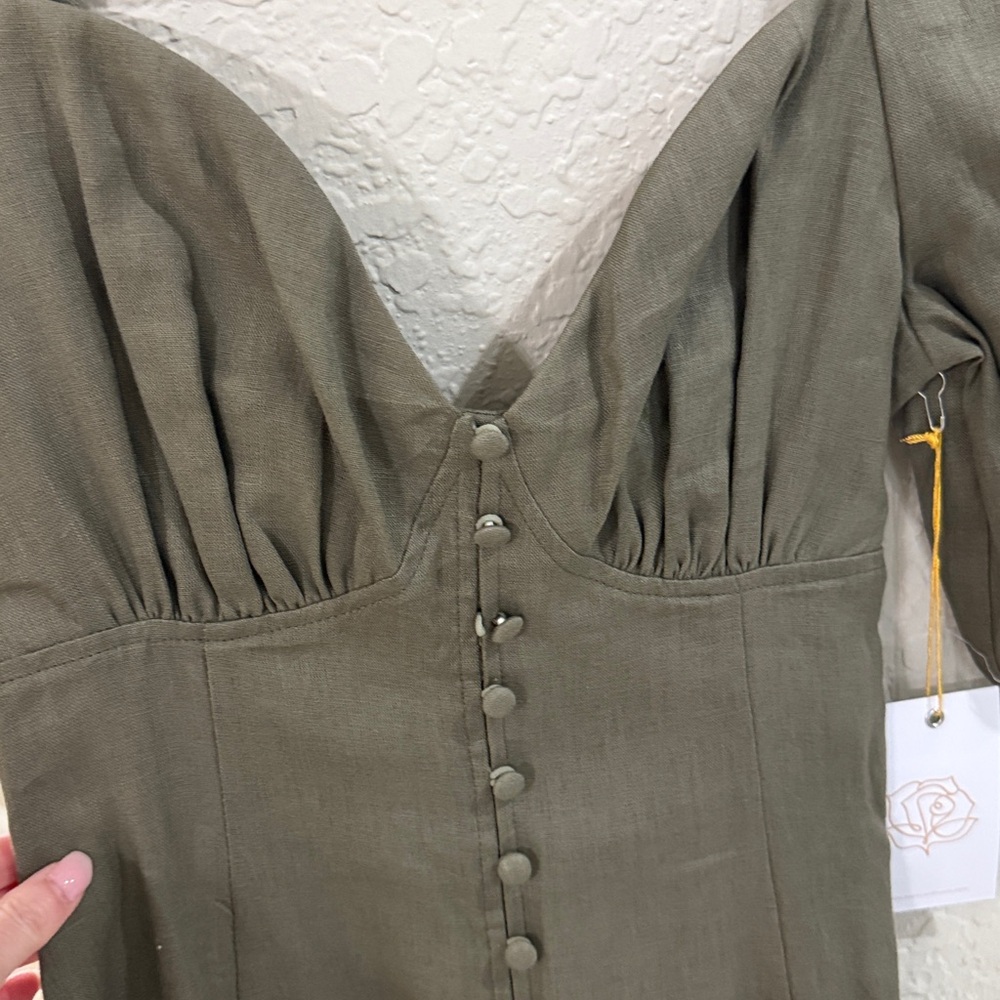 Chic Long Sleeve Olive Dress - Picture 2 of 3